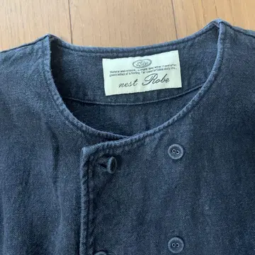 nest Robe 린넨 더블 브레스트 절개 원피스 블랙 A 라인