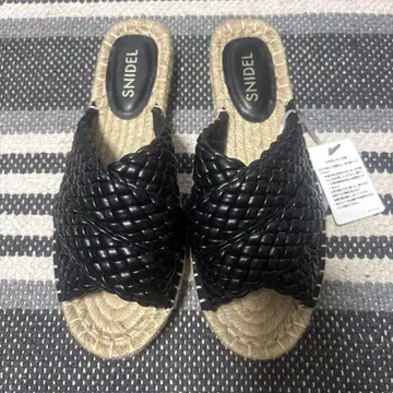 SNIDEL 블랙 주트 샌들 37 23.5