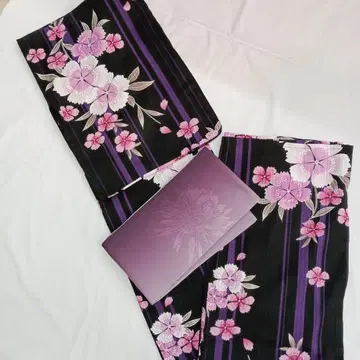 유카타 세로 줄무늬 블랙