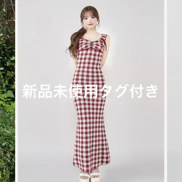 Darich 다리치 깅엄 자카드 니트 롱 원피스