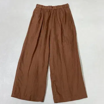 무인양품 MUJI 린넨 워시드 이지 와이드 팬츠 브라운 계열