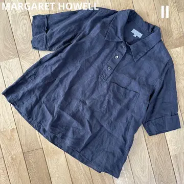 MARGARET HOWELL 린넨 블라우스 M 사이즈 브라운 반팔