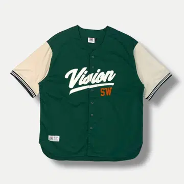 VISION 베이스볼 셔츠 스트릿 오버 사이즈 그린 L