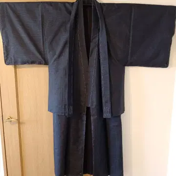 미사용 남성 앙상블 기모노 겉옷 순수 실크 보관품