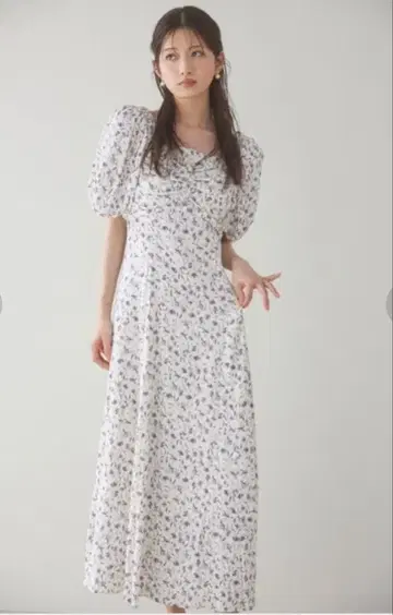 snidel 레이온 퍼프 프린트 원피스
