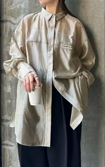 select moca by son 시어 오버 사이즈 셔츠 베이지