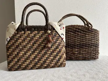 호두, 아케비? 바스켓백 2개 아즈마 가방 참 포함 천연 소재