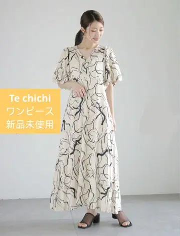 Te chichi [마츠이 아이리 착용] 벌룬 슬리브 V 넥 원피스