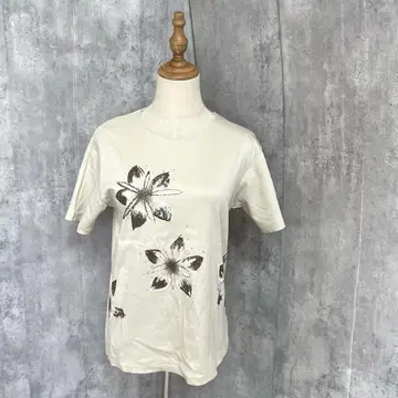 LADYS FASHION 꽃 플라워 프린트 심플 티셔츠 레트로