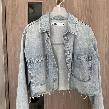 자라 블루 데님 자켓 숏 기장