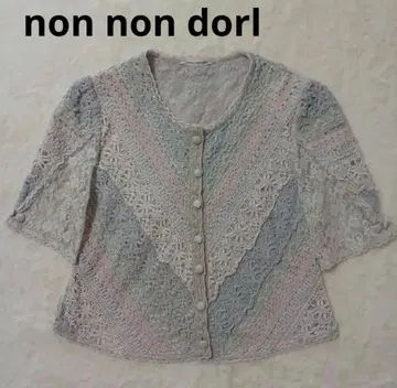non non dorl 전체 레이스 블라우스 펄 비즈 자수 가디건