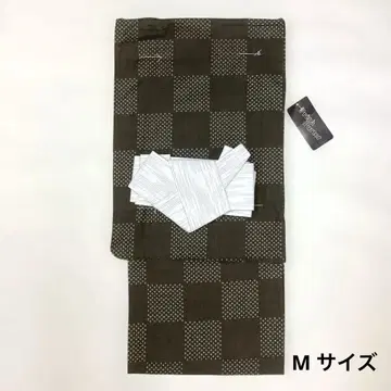 남성용 재단 완성 유카타 및 원터치 오비 세트 미사용 새상품 M 사이즈