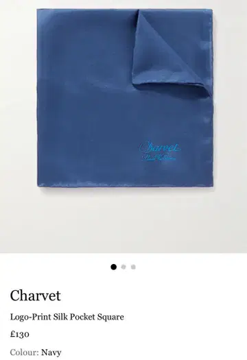 Charvet 네이비 실크 포켓 치프