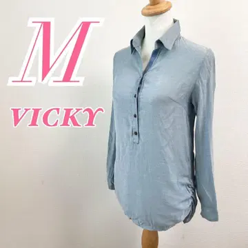 VICKY 긴팔 셔츠 M 블루 오피스 캐주얼 깔끔한 코디 미들 기장