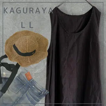 KAGURAYA 린넨 베스트 슬리브리스 브라운 린넨 100%