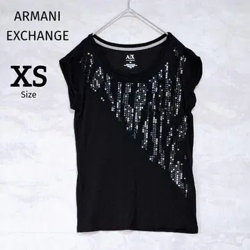 아르마니 익스체인지 반팔 티셔츠 스터드 세련된 블랙 XS