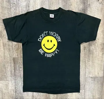 90'S DON'T WORRY BE HAPPY! 싱글 스티치 티셔츠