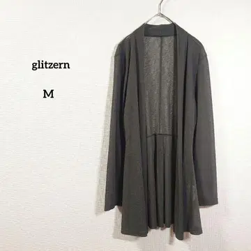 glitzern 롱 가디건 가디건 겉옷 시어 카키 그린