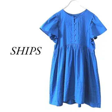 SHIPS 코튼론 핀턱 튜닉 블라우스 블루 쉽스