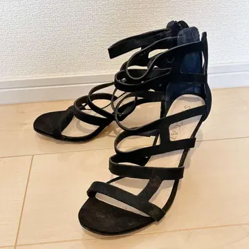 STACCATO 23cm 블랙 글래디에이터 샌들 힐