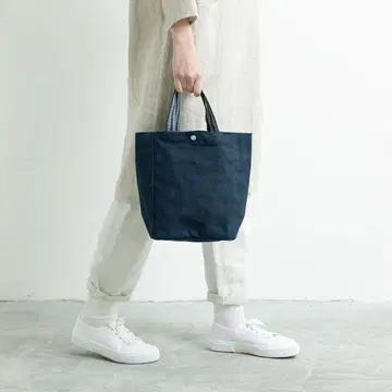 나카가와 마나시치 상점 린넨 캔버스 사나다 끈 토트백 소 네이비