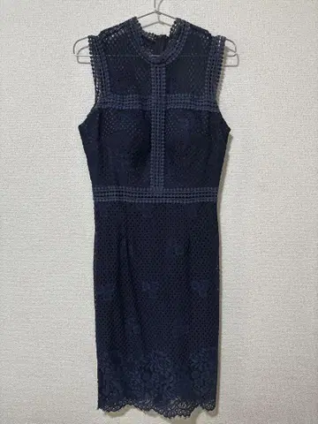 네이비 레이스 슬리브리스 원피스