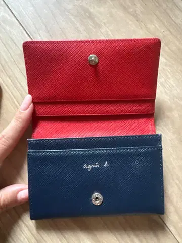 agnes b. 명함지갑 레드 네이비