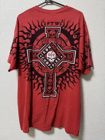 IRON CANNIBAL 티셔츠 2XL 레드 페이드 데미지