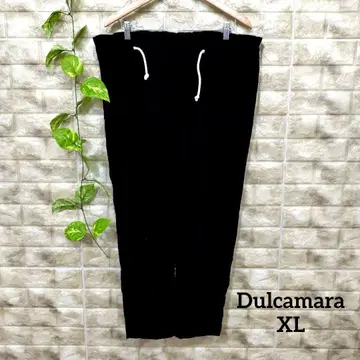 두르카마라 캐주얼 와이드 팬츠(XL) 블랙 코튼 포멀 허리 끈