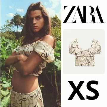 ZARA 프린트 새틴 크롭 길이 상의 XS
