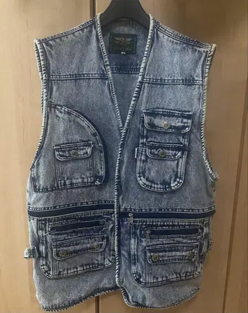 빈티지 데님 낚시용 조끼 90년대 2XL