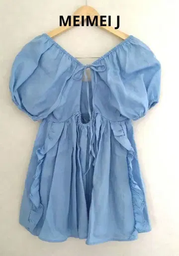 새상품 메이 메이 제이 블라우스 프릴 턱 백 디자인 블루 38
