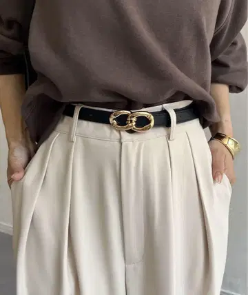 더블 링 버클 벨트 블랙