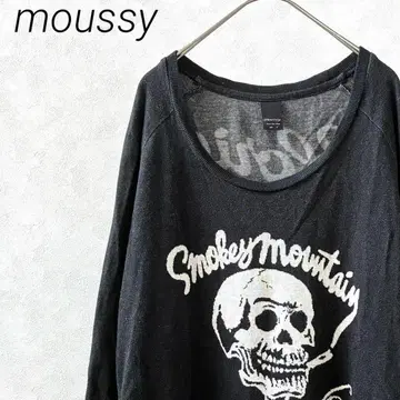 moussy 티셔츠 크루넥 스컬 해골 포켓 부착 래글런