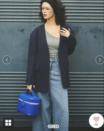 null 다이아 패턴 하이 웨스트 코쿤 데님 M