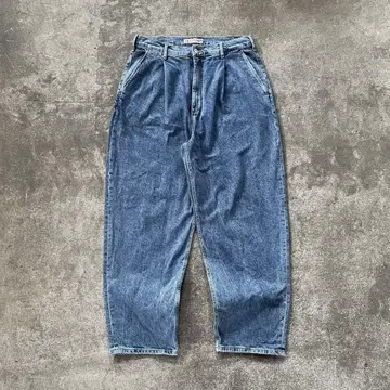 자라 오버 배기 초와이드 데님 팬츠 와이드 테이퍼드 턱 스트릿