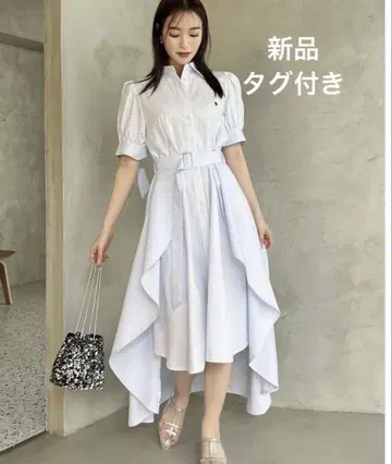 택 포함 새상품 dazzlin 폴로 헴 레이어드 셔츠 원피스