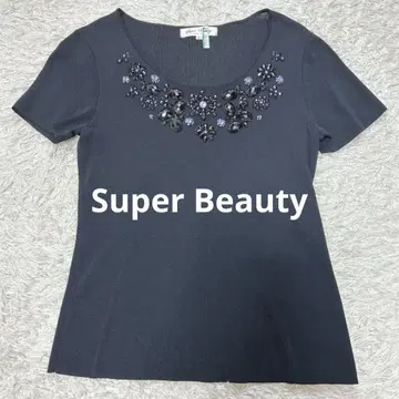 새상품급 super beauty 반팔 비쥬 컷소 티셔츠 니트 블랙