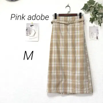 9466 Pink adobe 핑크 아도베 체크 무늬 롱 스커트 M