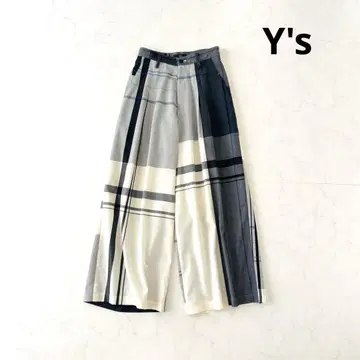 Y's 체크 턱 와이드 팬츠