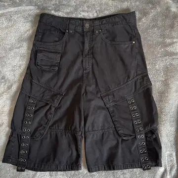 ZARA 카고 바미우다 팬츠 스트랩 블랙