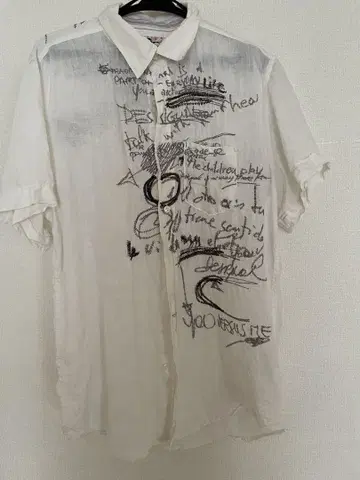 Desigual 자수 린넨 반팔 셔츠 L