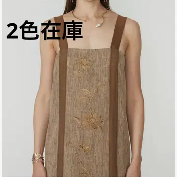 EAPHI 로터스 자수 리넨 원피스