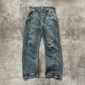 00s y2k 페이드 데님 페인트 데미지 그런지