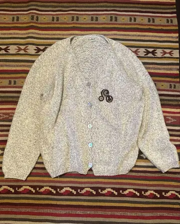 90's L.L.Bean 그레이 화이트 가디건 멜란지