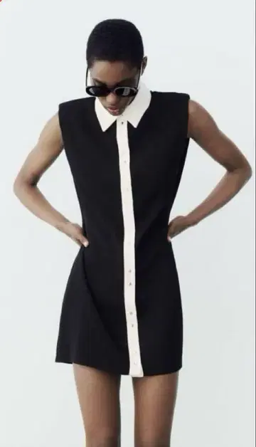 완판템 ZARA 슬리브리스 크레이프 원피스 S 사이즈 블랙