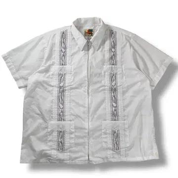 90s HABAND GUAYABERA 쿠바 셔츠 자수 XL 구제 의류