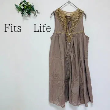 Fits Life 슬리브리스 원피스 꽃 레이스 코튼