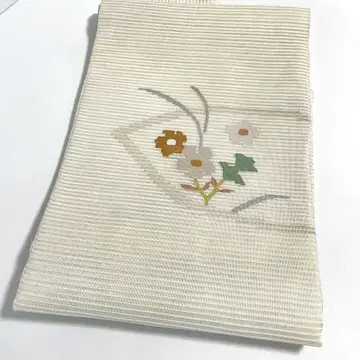 M248 여름 오비 명주 자수 꽃 무늬 순수 실크 나고야 오비 새상품급