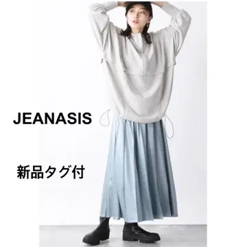 택 포함 새상품 JEANASIS 빈티지 새틴 친츠 플리츠 스커트